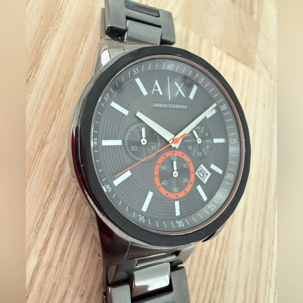 AX Armani exchange mens gunmetal gray watch NEW BATTERY